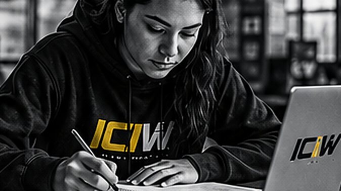 Student taking notes during an academic work period