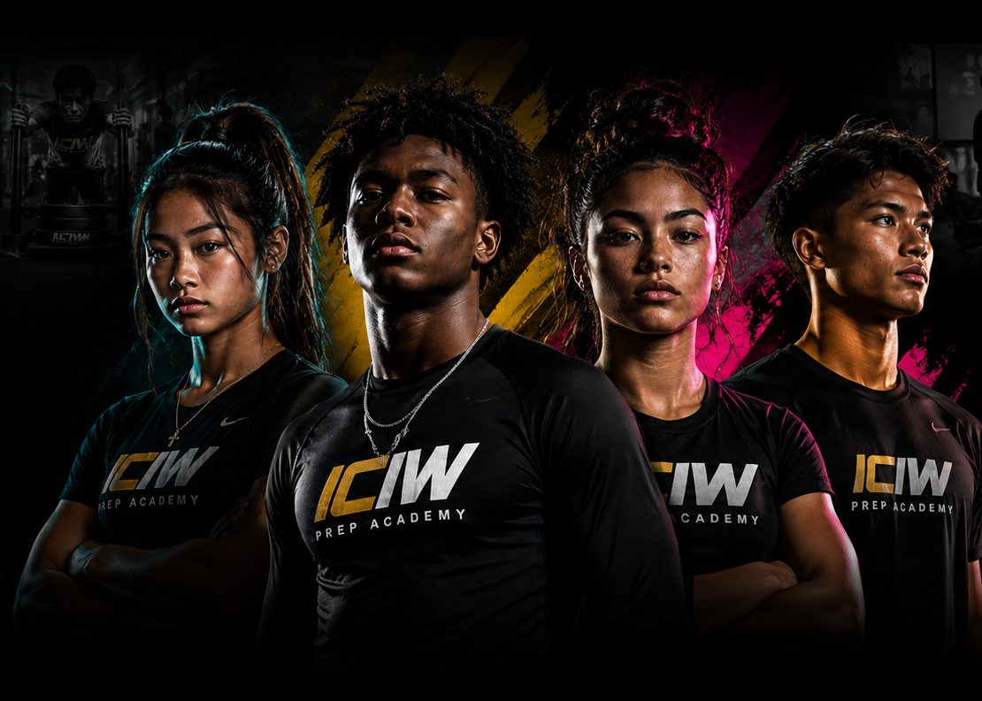 Four student-athletes in ICIW Prep Academy shirts